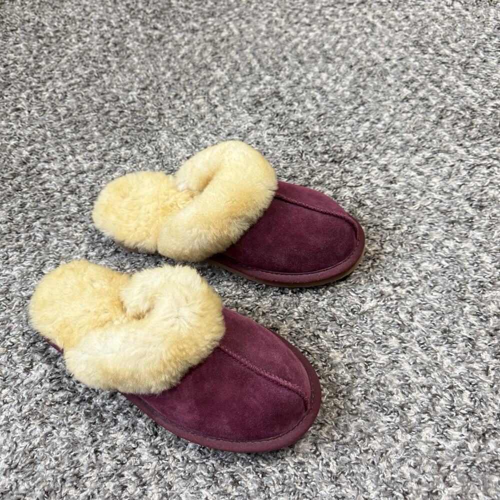 L.L.Bean Women's Sherpa Lined Slippers Mule Slip On Shoe Burgundy Size 8 New - Picture 3 of 7